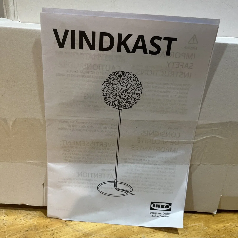 Ikea VINDKAST Floor Lamp Textile‎ Shade White 57